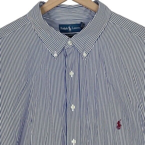 Ralph Lauren Shirt Mens 3XB Classic Fit Vertical Stripe Button Down Coastal Blue - Picture 1 of 12